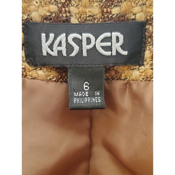 KASPER Women's Brown Patterned Blazer Sz 6 - Picture 8 of 9